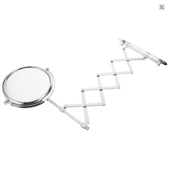 6 Inch Round Retractable Bathroom Wall Mirror Two-Sided 3X Magnifying