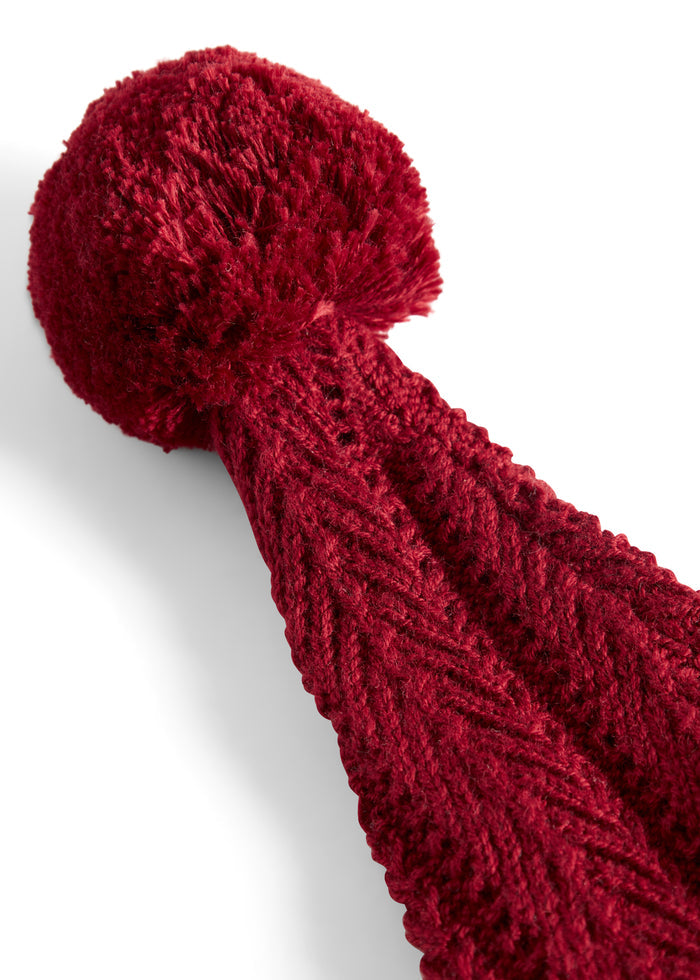 Red knitted Santa hat with tassel for baby