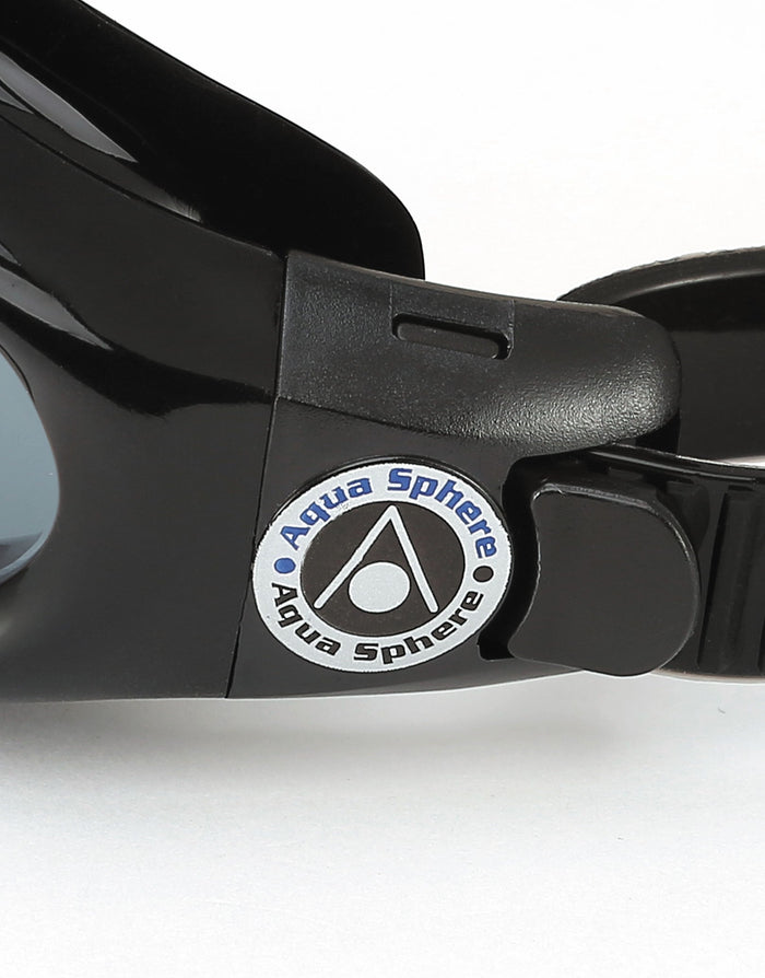 Black Aqua Sphere Kaiman goggles with tinted lens and strap