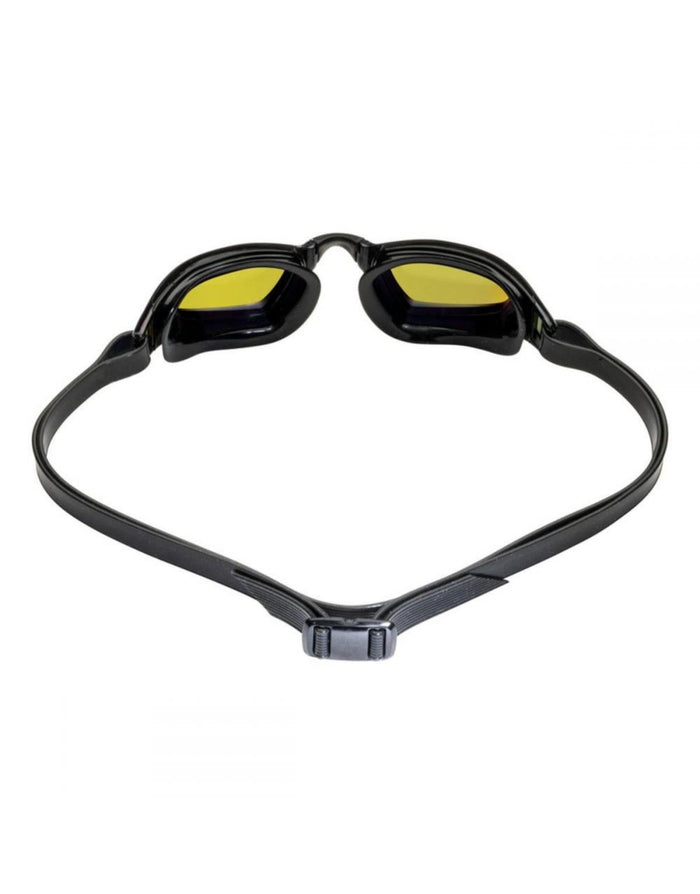 Black and yellow Aqua Sphere Xceed Titanium swim goggles with mirrored lens