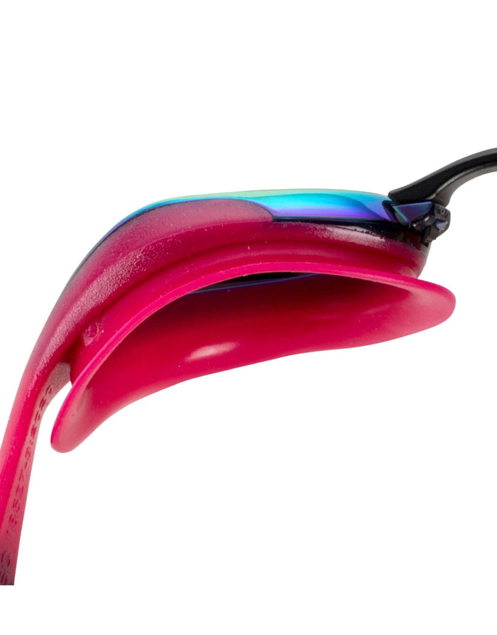 Aquafeel Leader Mirrored swim goggles in pink-blue gradient with double head strap