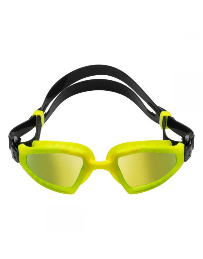 Aquasphere Kayenne Pro titanium mirrored swim goggles in neon yellow and black