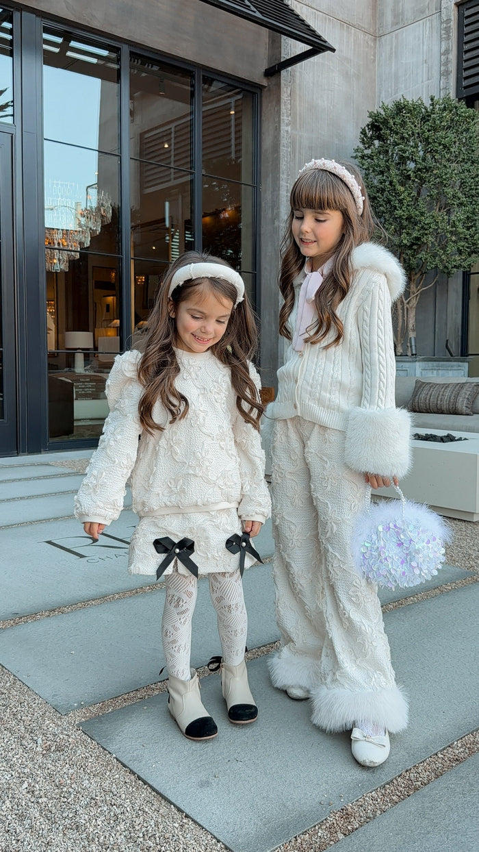 Ava Ivory Flower Bow Skirt - Petite Maison Kids