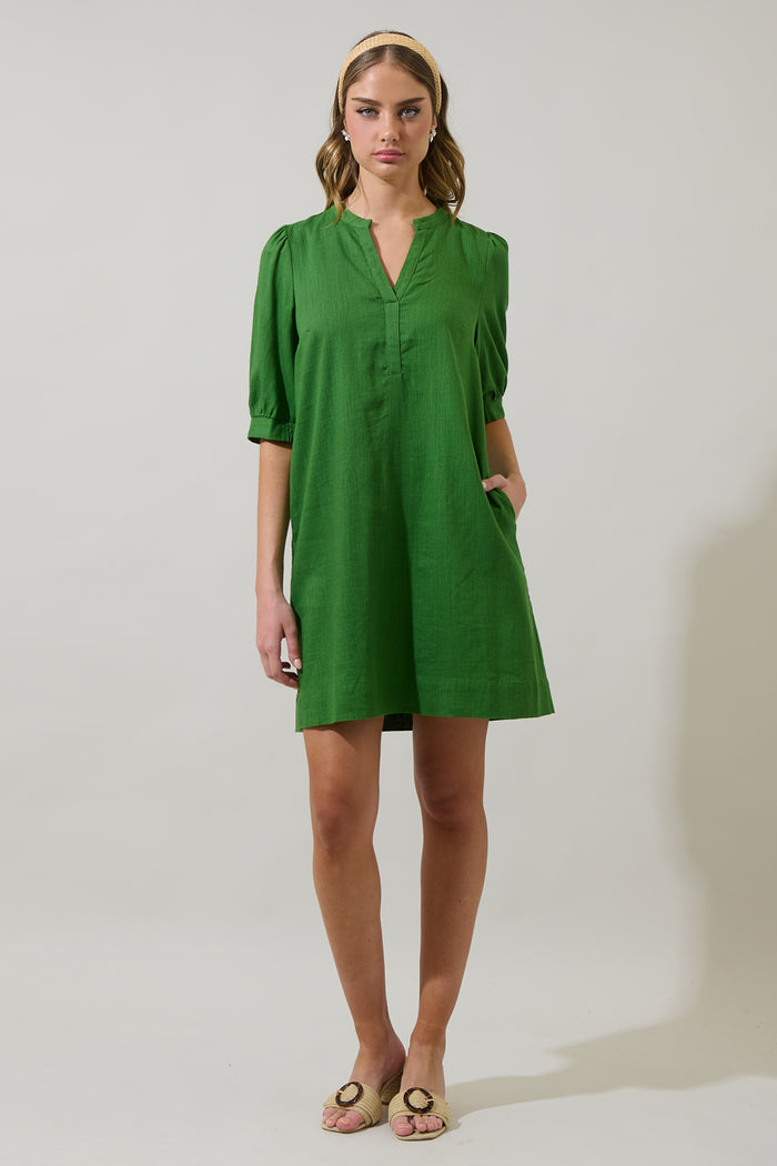 Ayline Linen Shift Mini Dress