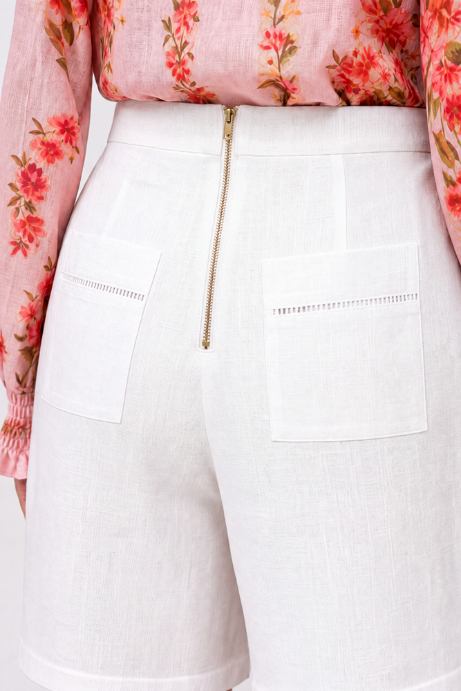 Bermuda Linen Short In White
