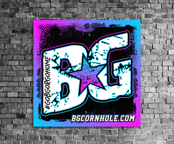 BG Cornhole 4'x4' Matte Finish Vinyl Banner - Hemmed and Grommeted