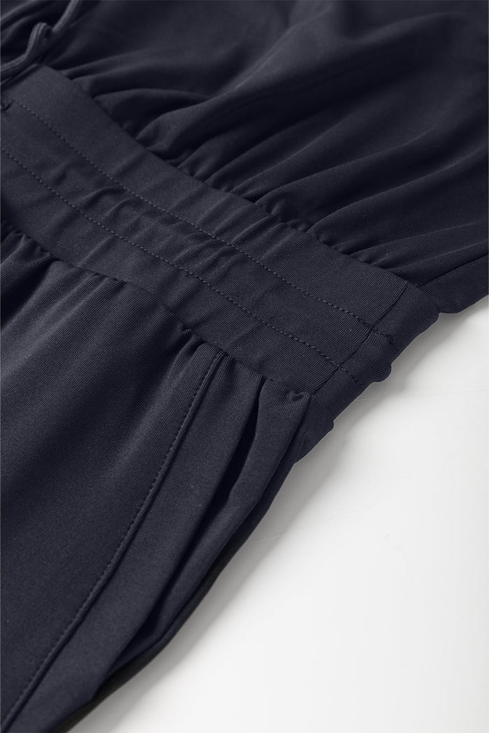 Black Casual Tank Style Tie Waist Pocketed Jogger Jumpsuit - Bottoms/Jumpsuits & Rompers