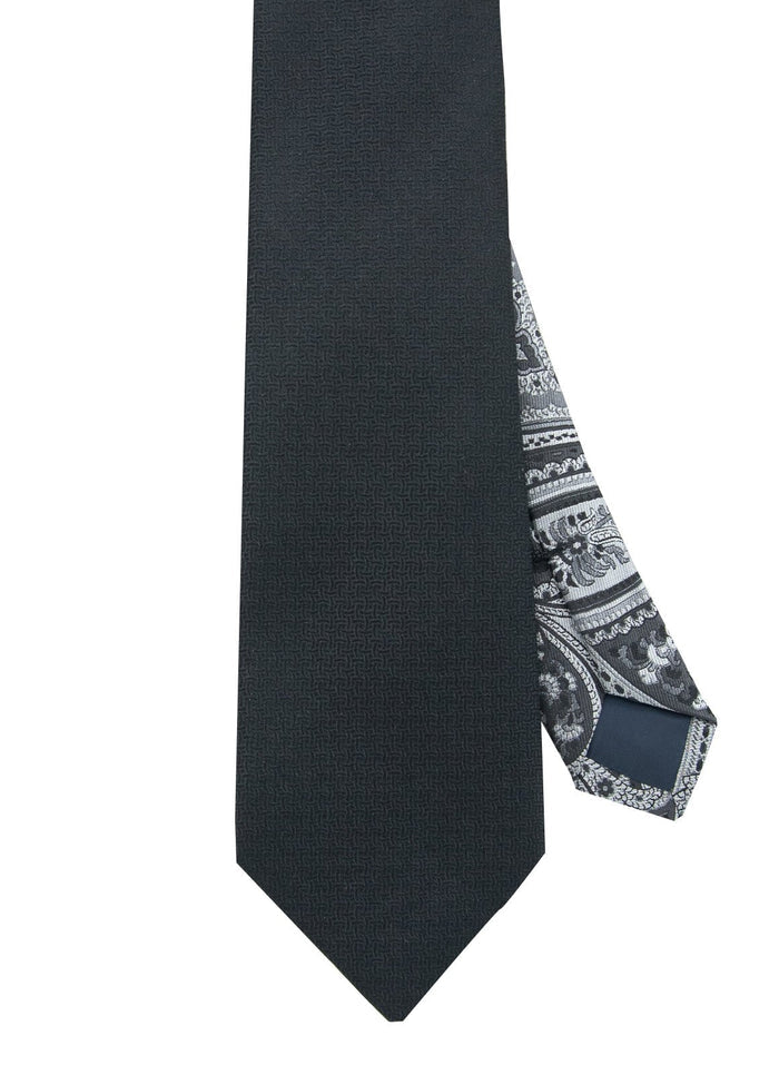 Black Chain Jacquard Silk Neck Tie - 15134-83647 - Hammer Made