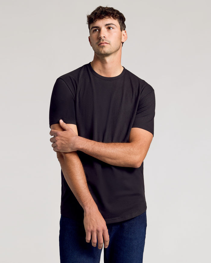 Black Classic Tall Curved Hem Crew 10-Pack worn by young male model.