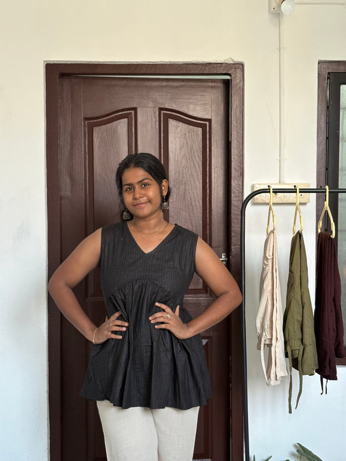 Black sleeveless Peplum Top