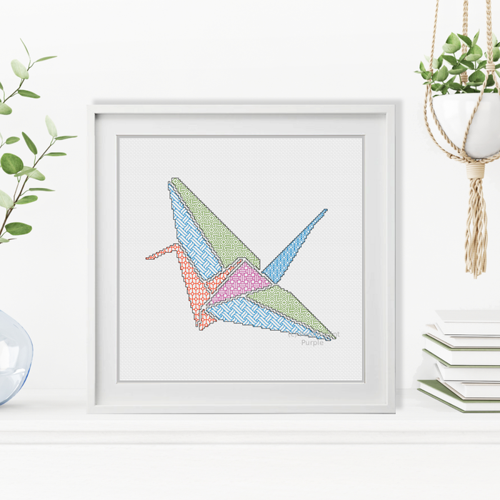 Blackwork Origami Crane Blackwork Pattern by Peppermint Purple