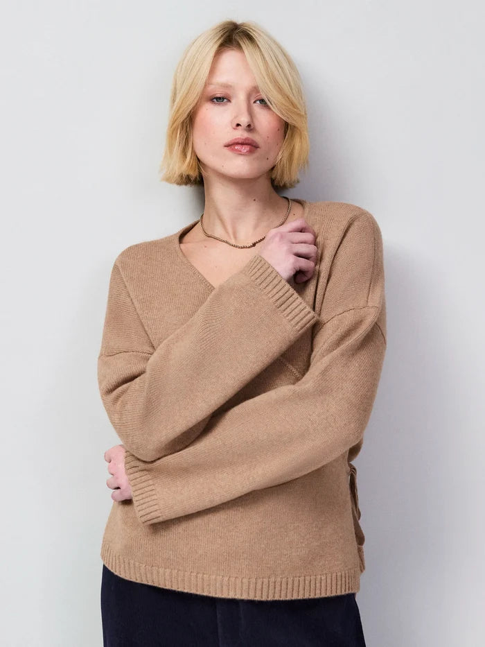 Camel Wrap Cardigan With Cashmere