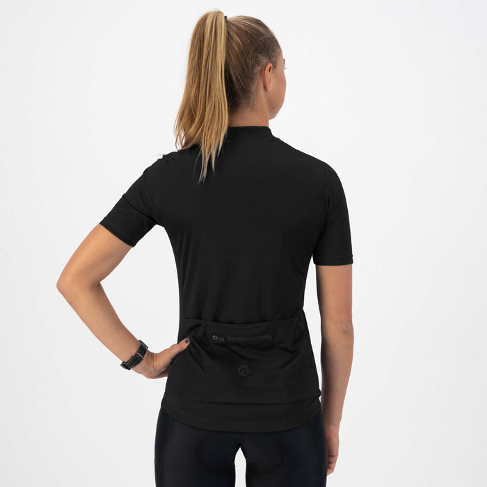 Rogelli Core fietsshirt dames zwart korte mouw gedragen achterkant.
