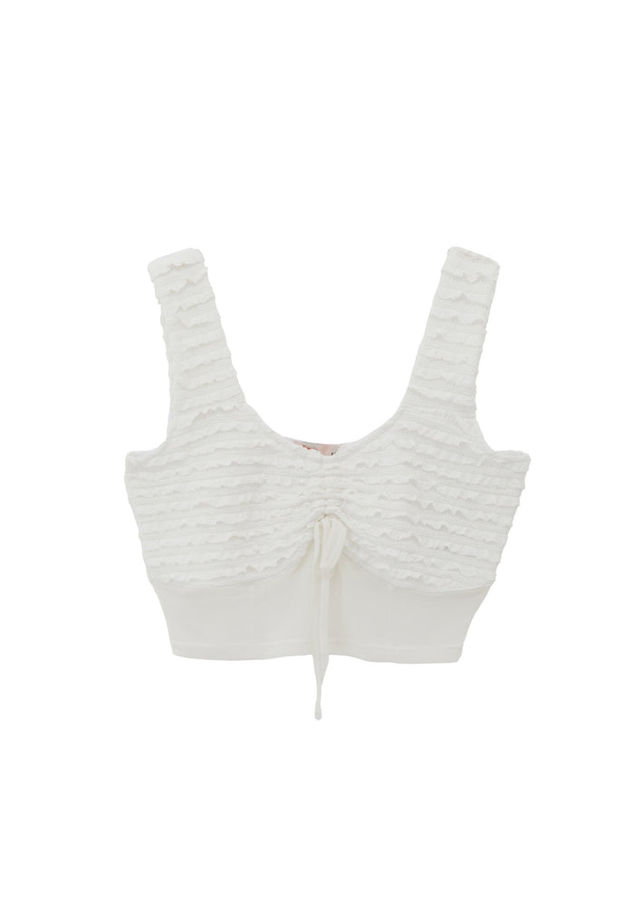 Cut Out V Neck Blouse - WHITE