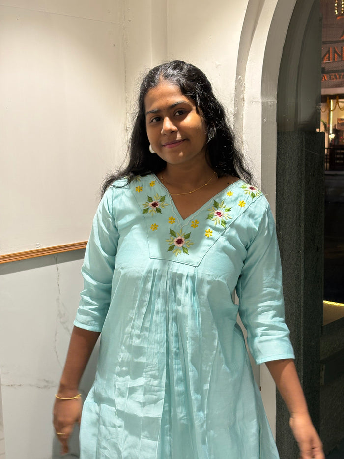 Cyan Embroidery Maxi