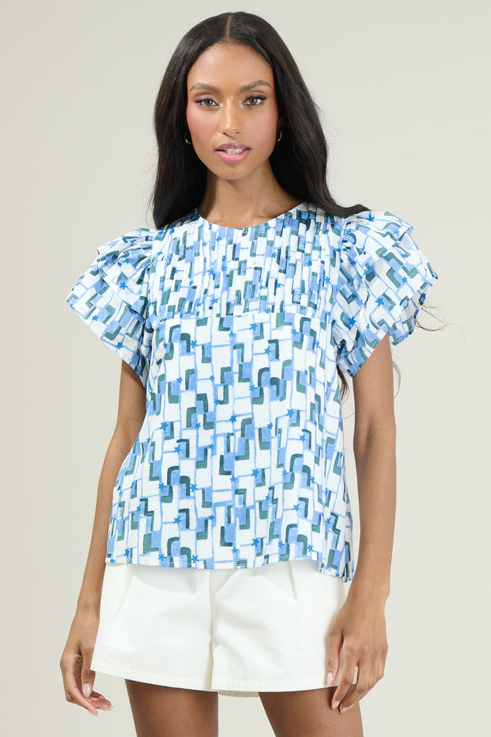 Darina Abstract Star Ruffle Top
