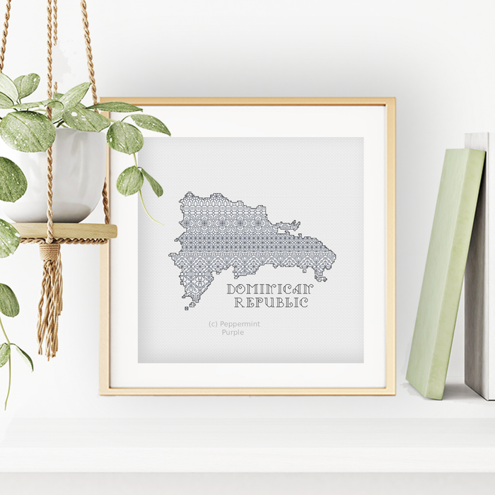 Dominican Republic Blackwork Pattern Blackwork Pattern by Peppermint Purple