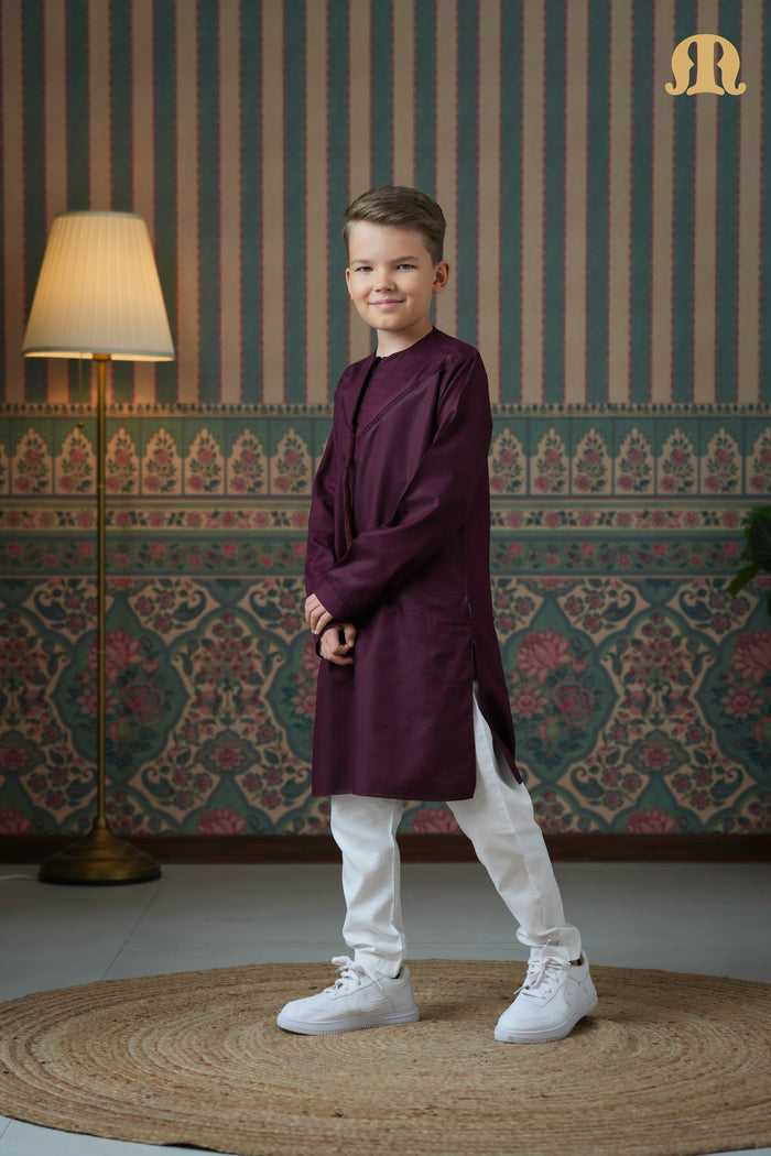 Emrati Kurta Set Maroon For Boys