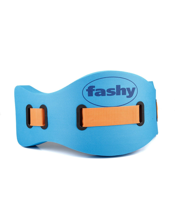 Blue and orange Fashy aqua jogging belt with swim fin, 3 sizes