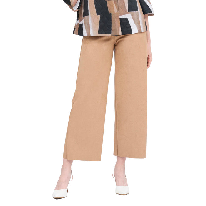 Faux Suede Wide-Leg Pant in Tan - 1224-Tan - Size L Only!