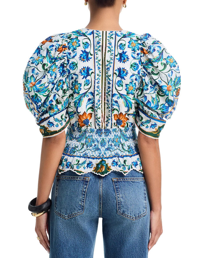Flora Tile Blouse-Tops/Blouses-Uniquities