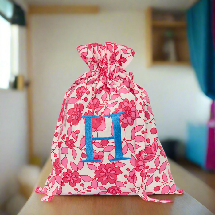 Floral Drawstring Smalls Bag | Fuchsia