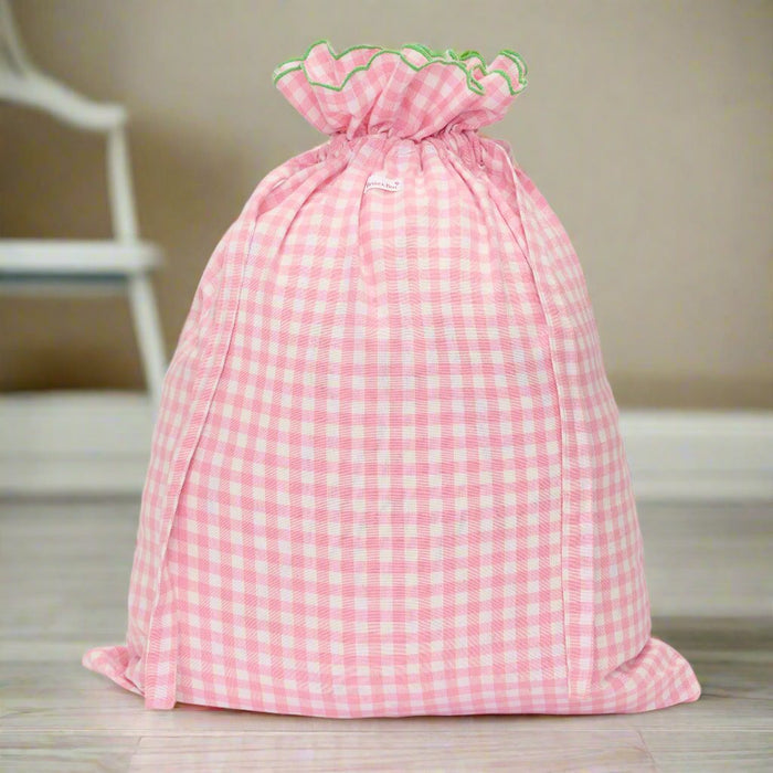 Gingham Drawstring Smalls Bag | Rose