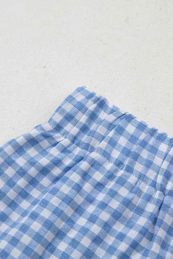 Gingham Printed High Waist Shorts - Bottoms/Casual