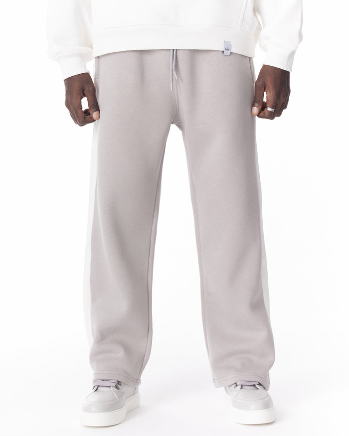 Gray-White Sweatpants With Stripes on Side (8)