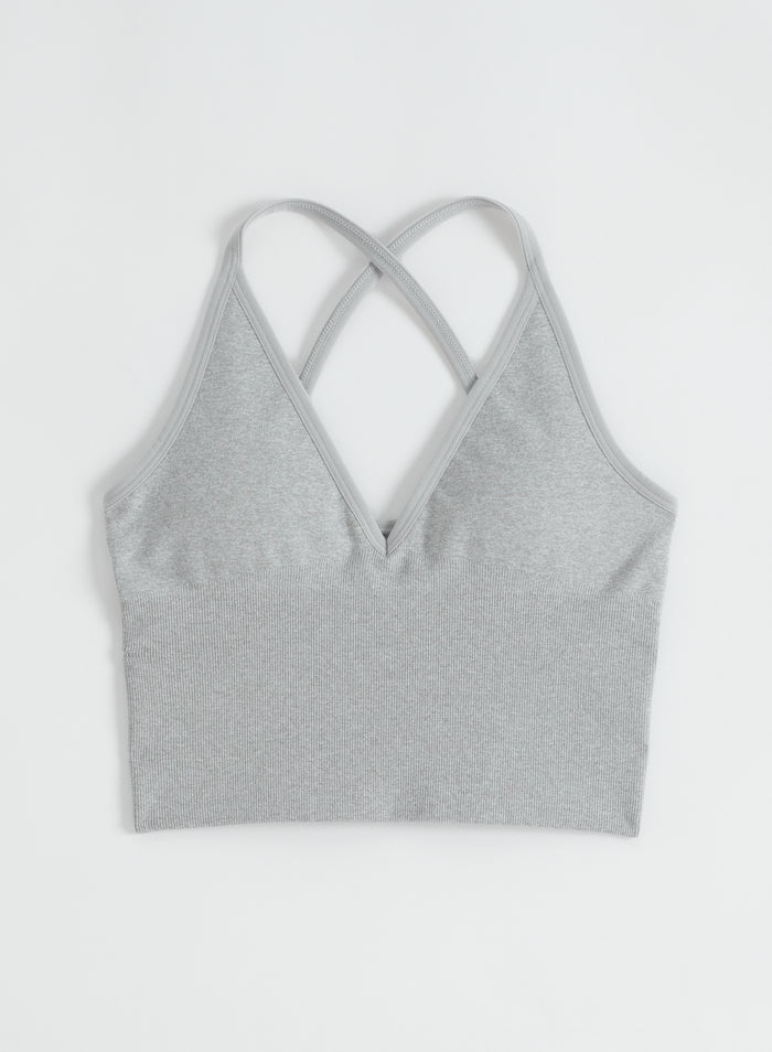 Grey Melange Shape Seamless Cross Back Bralette