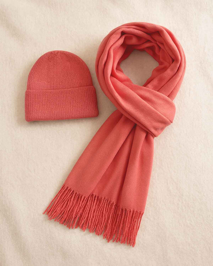 Hat & Oversized Scarf Set - Pink - The Classic Boutique