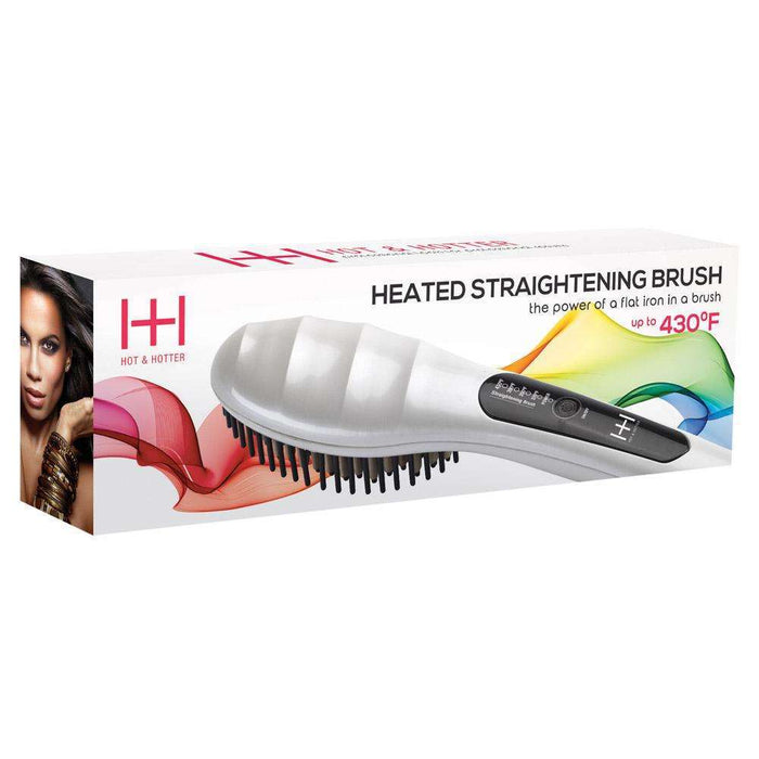Hot & Hotter Heated Straightening Brush, 1 Count, White