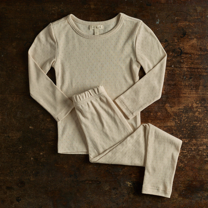 Lark Top & Finch Leggings Kids Set - Cotton Pointelle - Shell