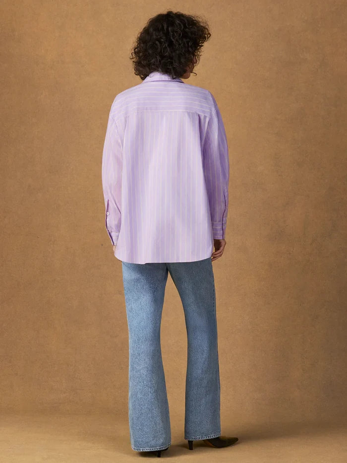Lilac Stripe Button Side Detail Shirt