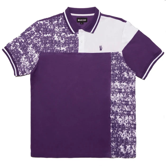 MAKOBI BERGAMO POLO SHIRT - M373B - PURPLE/WHITE