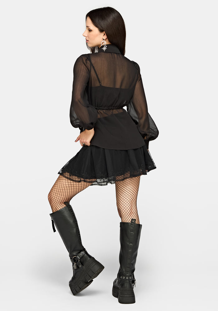 Margot Chiffon Cinch Slim Shirt