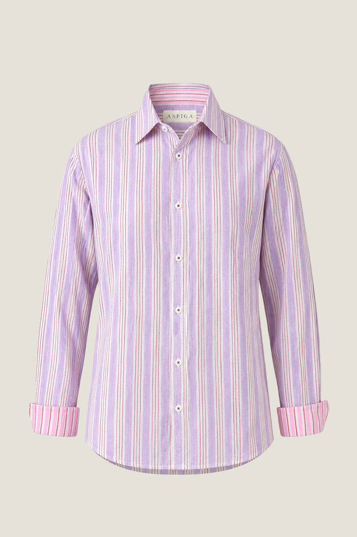 Men's Organic Cotton Shirt | Stripe Lilac/Pink