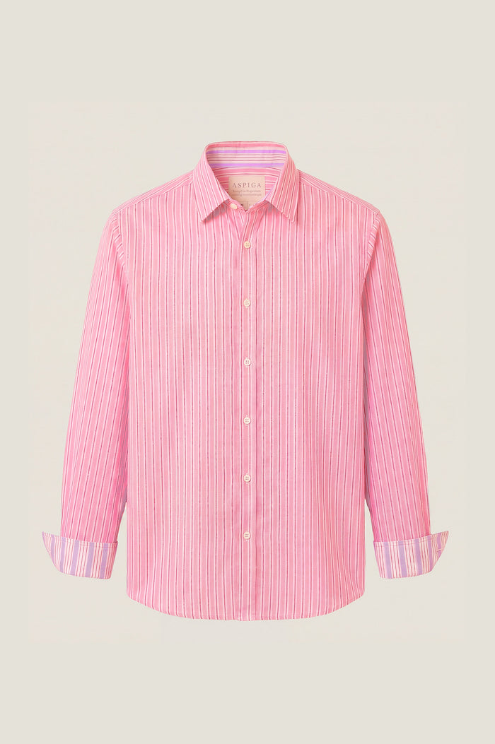 Men's Organic Cotton Shirt | Stripe Pink/Lilac