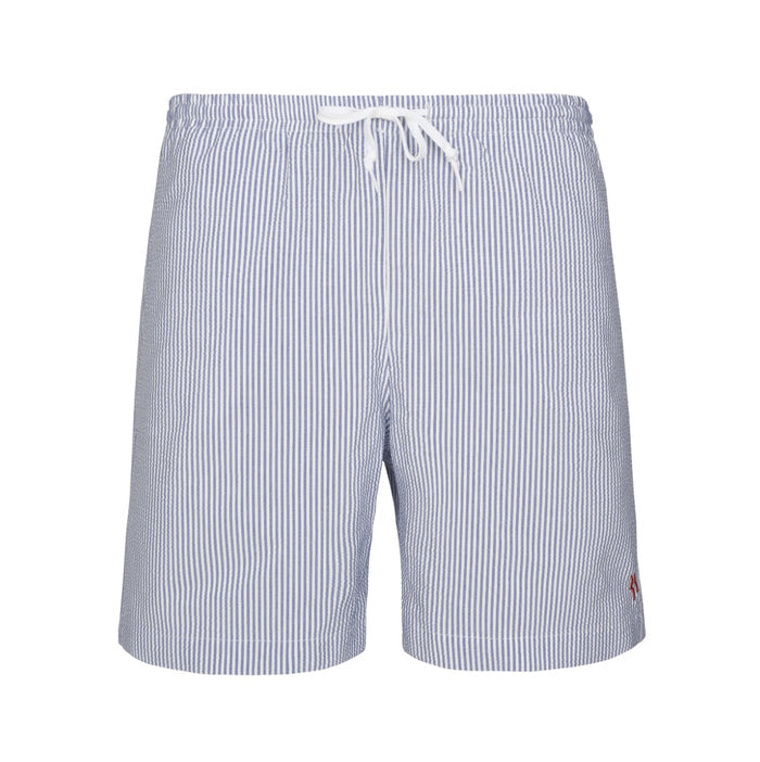 Mens Seersucker Swimming Trunks | Navy