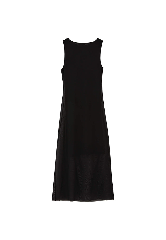 Mesh Long Dress - BLACK