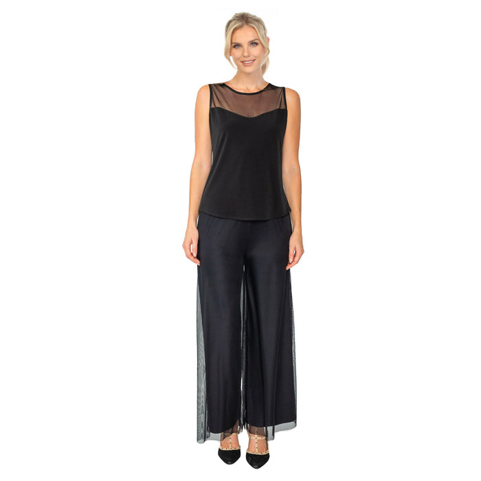 Mesh Shoulder Sleeveless Top in Black - 4689T-BK