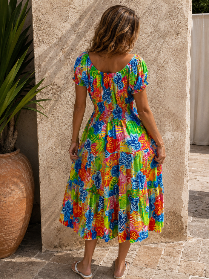 Milania Shirred Midi Dress