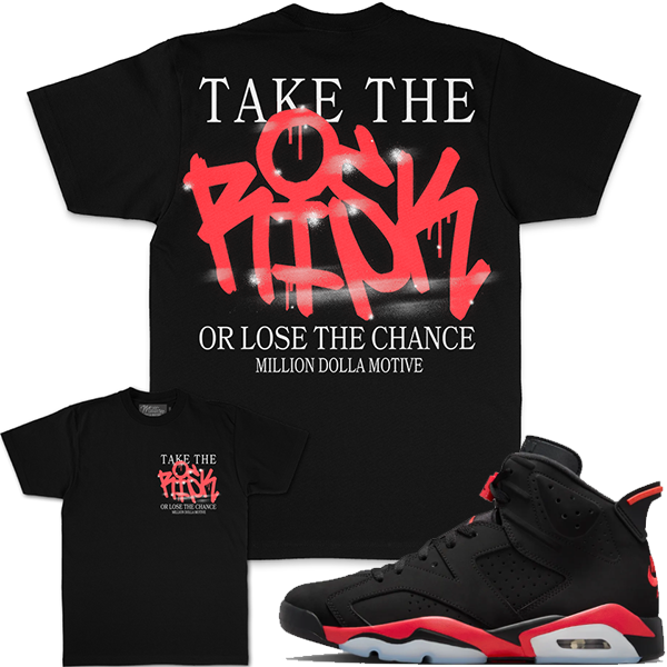 MILLION DOLLA MOTIVE "TAKE THE RISK" T-SHIRT - BLACK/INFRARED