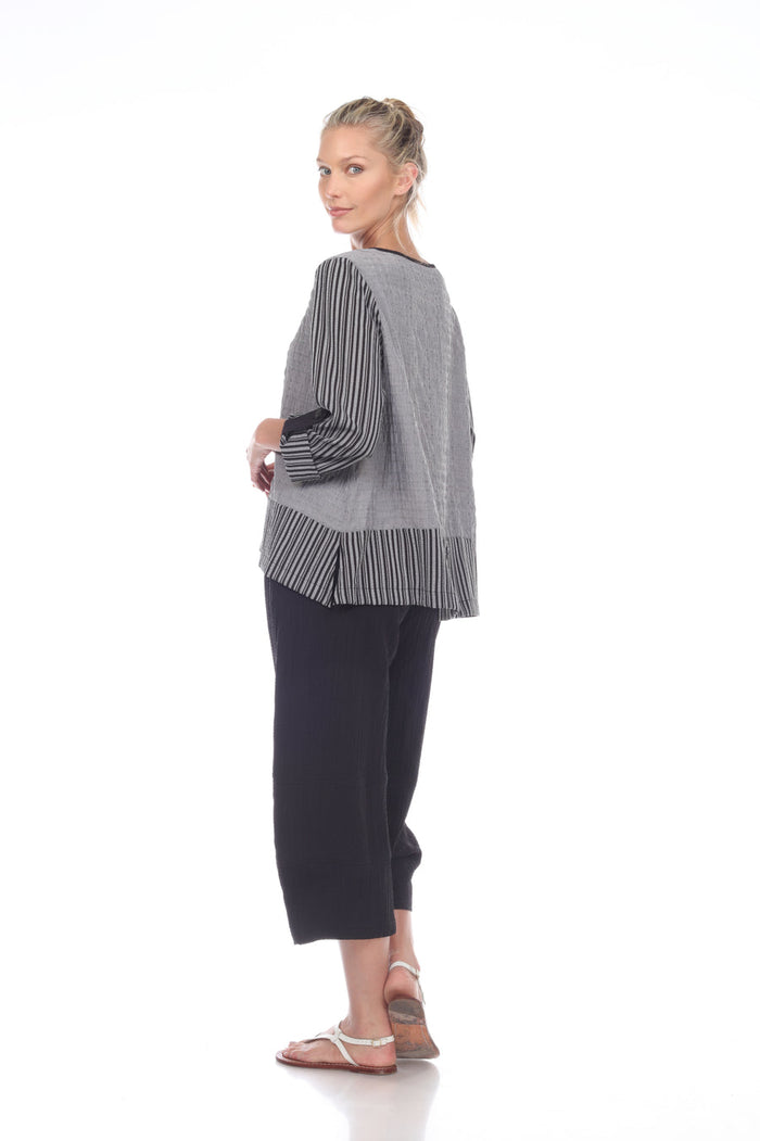Mixed Stripe Patchwork Tunic Top - 2220