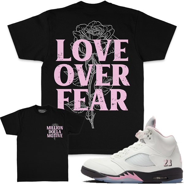M$M "LOVE OVER FEAR" T-SHIRT - BLACK/PINK