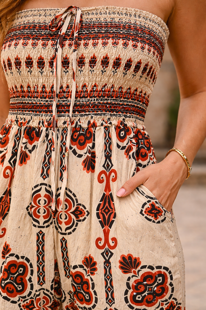 Natalia Native Jumpsuit Cream/Terracotta
