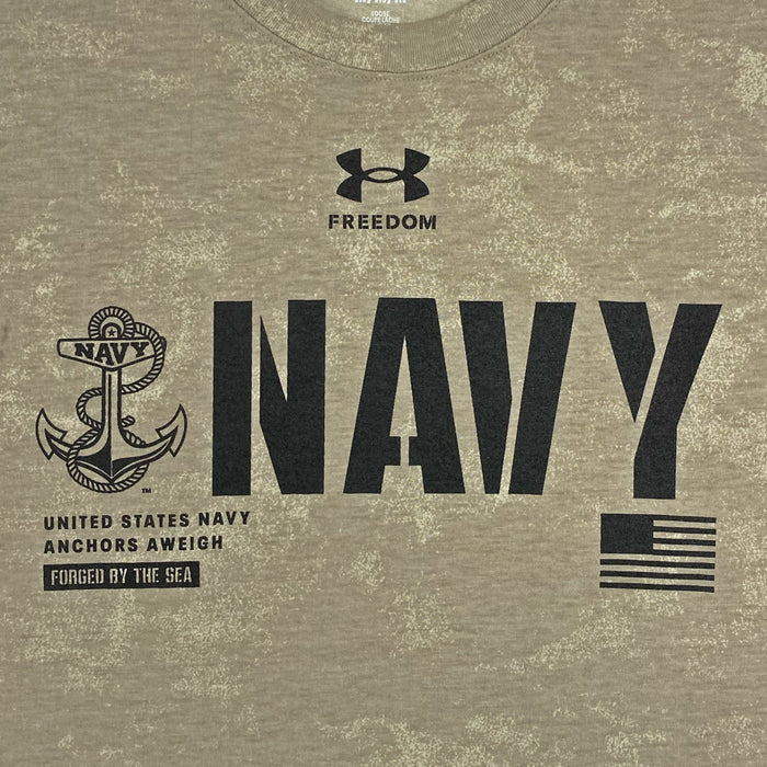 Navy Under Armour Freedom Performance Cotton Washed T-Shirt (Tan)