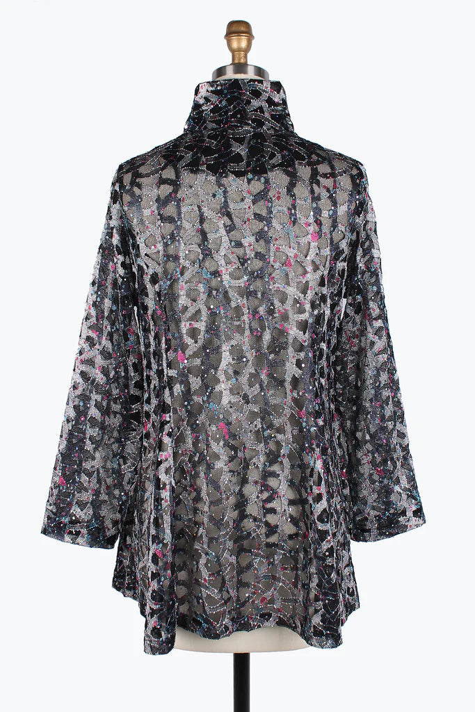 Ombré Soutache Jacket in Silver - 300-SLV - Sizes XS - M