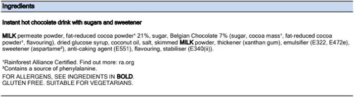 Options Choc-O-Lait Belgian Instant Hot Chocolate Drink Creamy Smooth Rich - 1Kg - Shoppers-kart.com