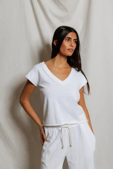 Pearl V Neck Tee-Tops/Blouses-Uniquities